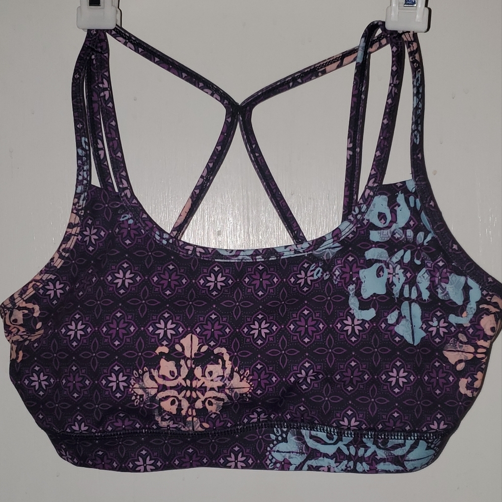 Gaiam Purple Blue Yoga Sports Bra Criss Cross Back Women's